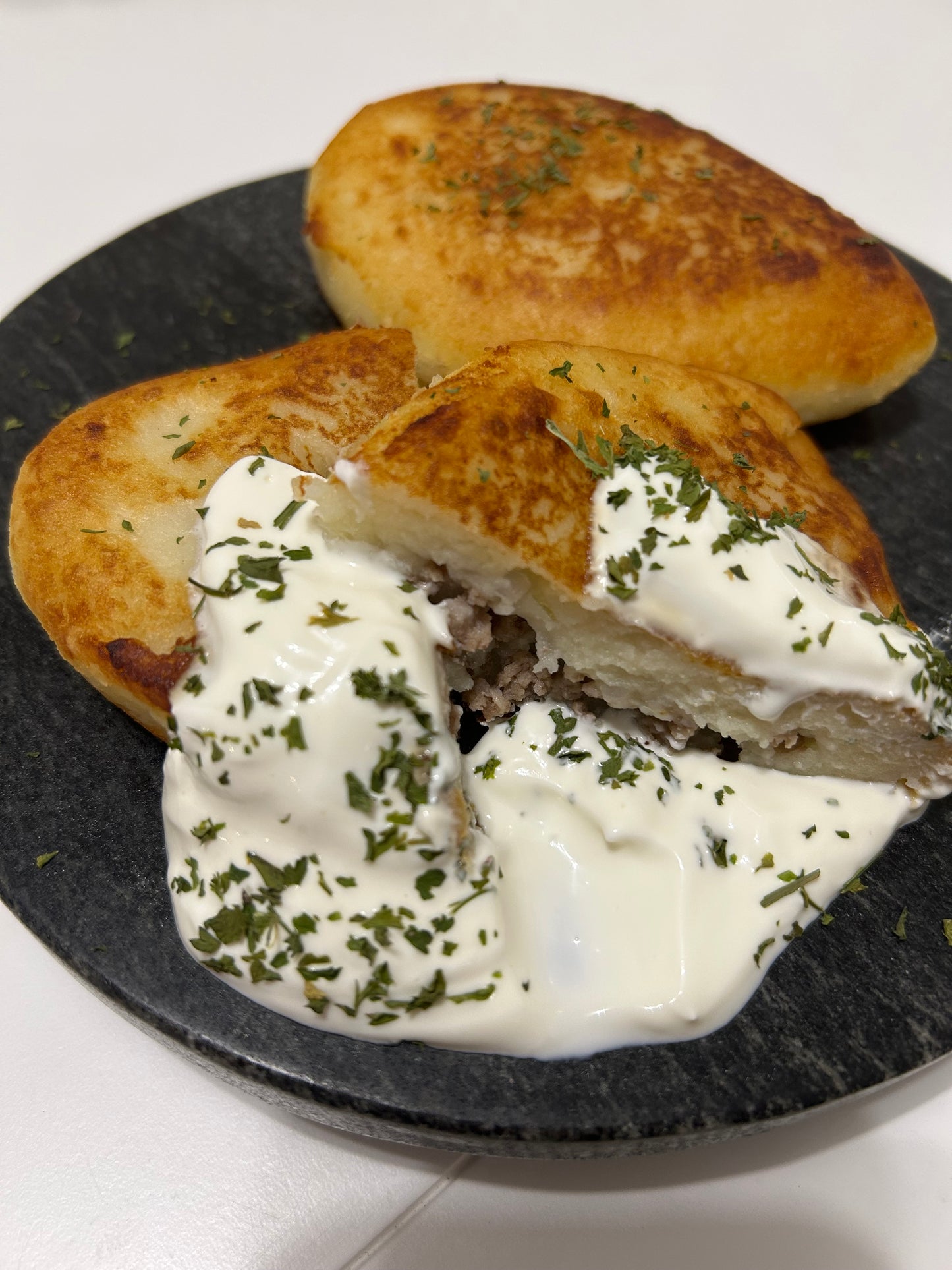 Homemade boiled potatoes pancakes Lithuanian traditional dish "Žemaičiai"