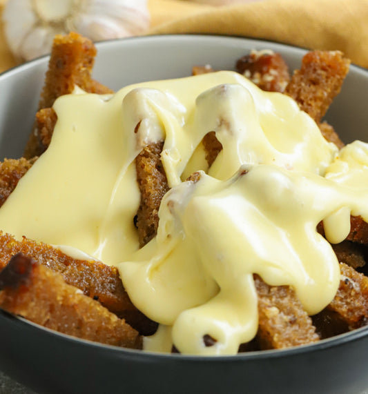 Homemade bread with cheese and mayonnaise dipping