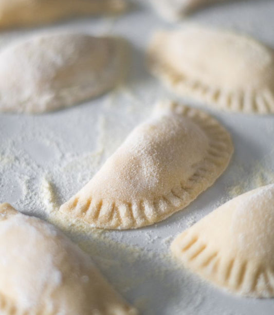 Homemade dumplings with mushrooms