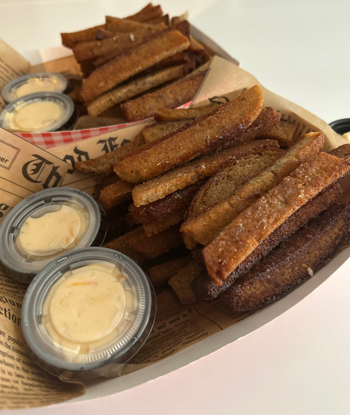 Homemade bread with cheese and mayonnaise dipping