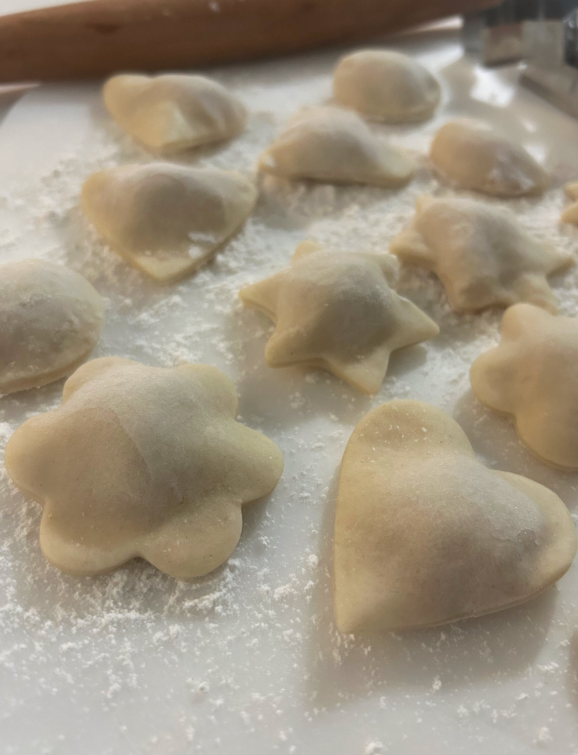 Homemade dumplings with chicken for kids