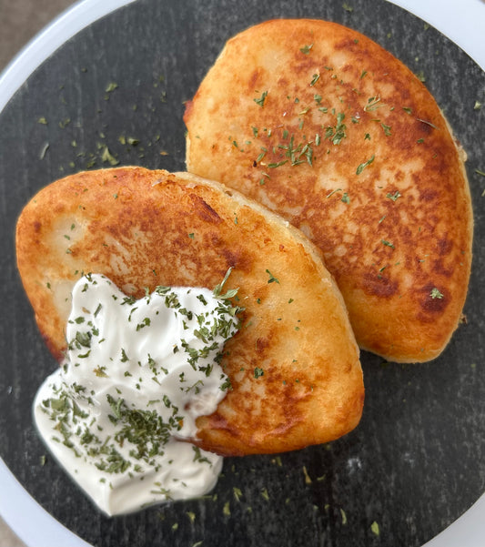 Homemade boiled potatoes pancakes Lithuanian traditional dish "Žemaičiai"