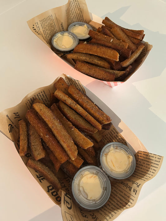 Homemade bread with cheese and mayonnaise dipping