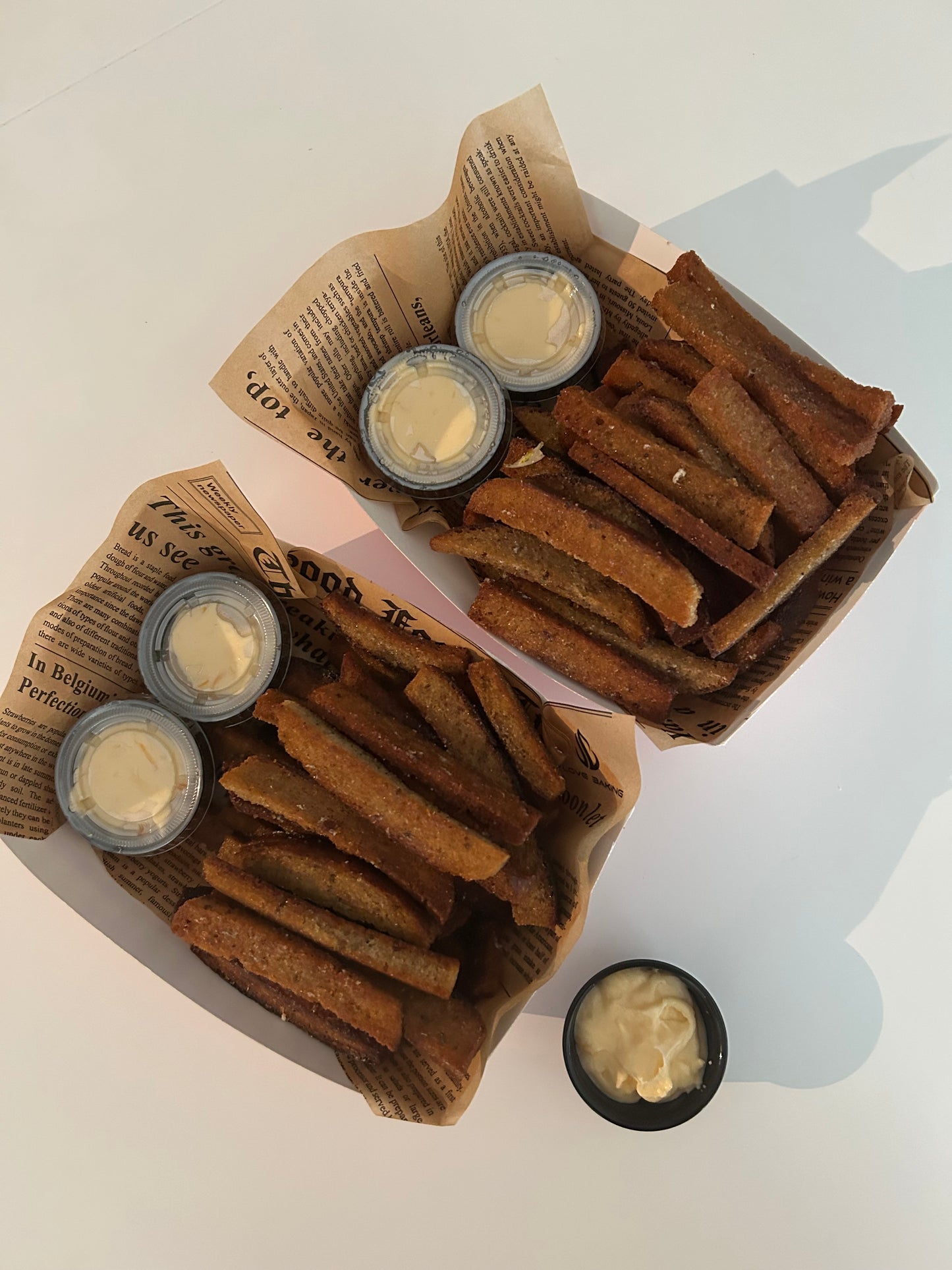 Homemade bread with cheese and mayonnaise dipping