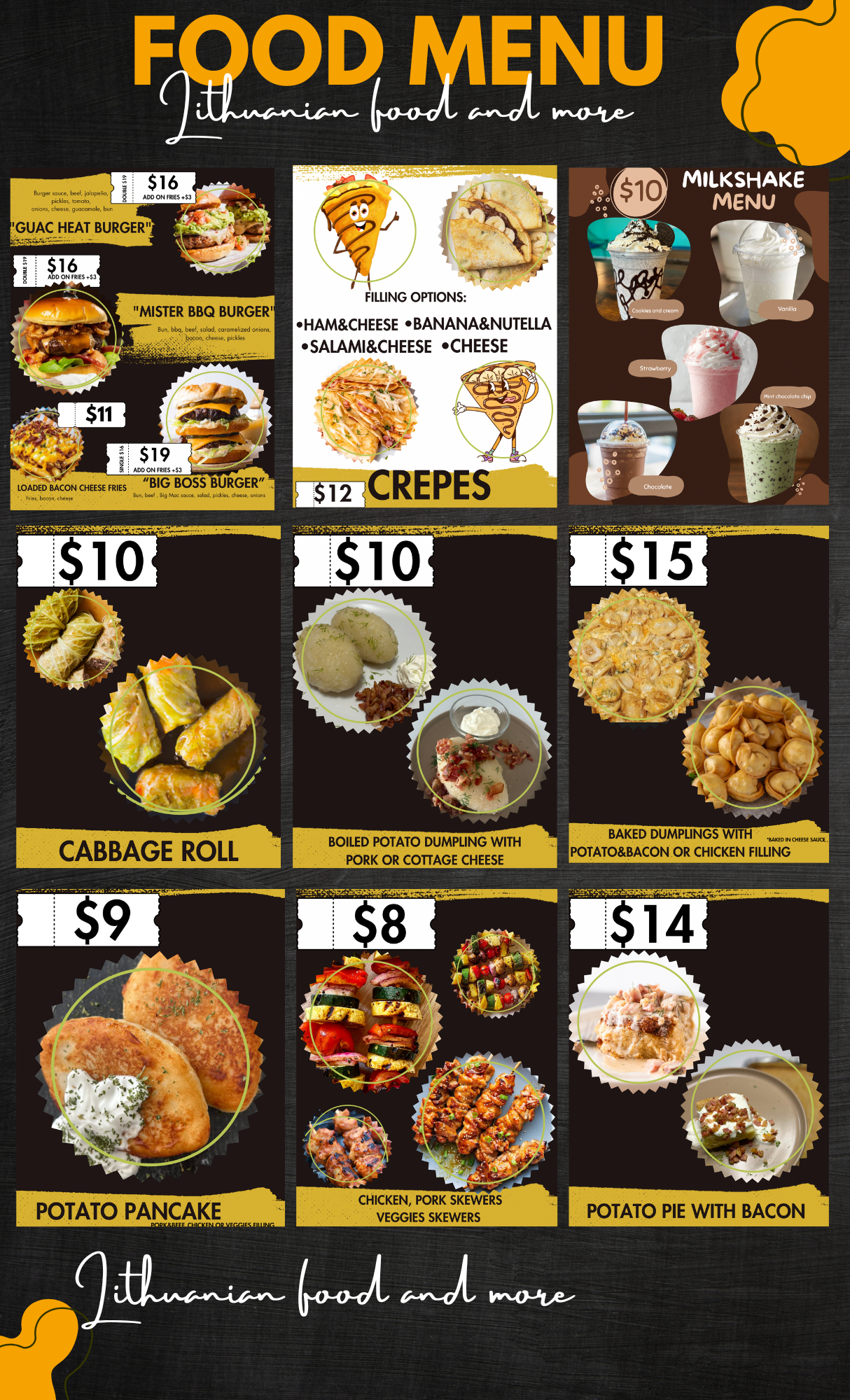 Food trailer menu on-site