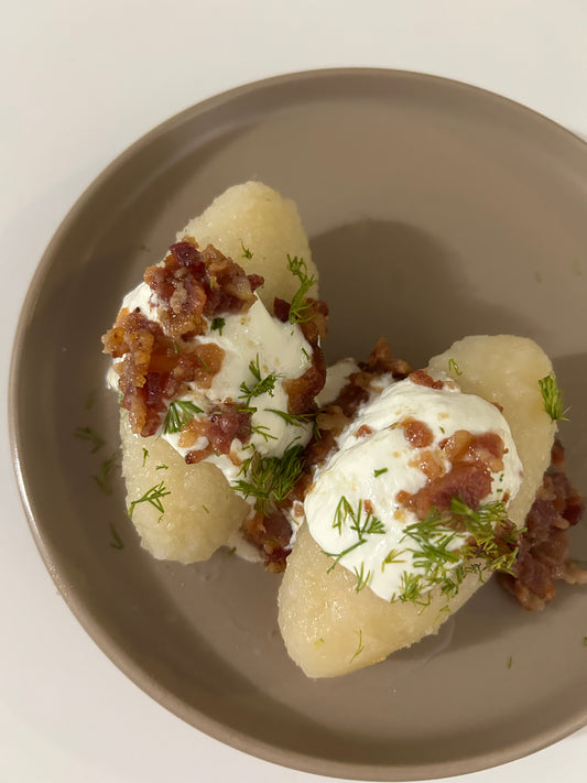 Homemade “Cepelinas” (Lithuanian stuffed potato dumplings)